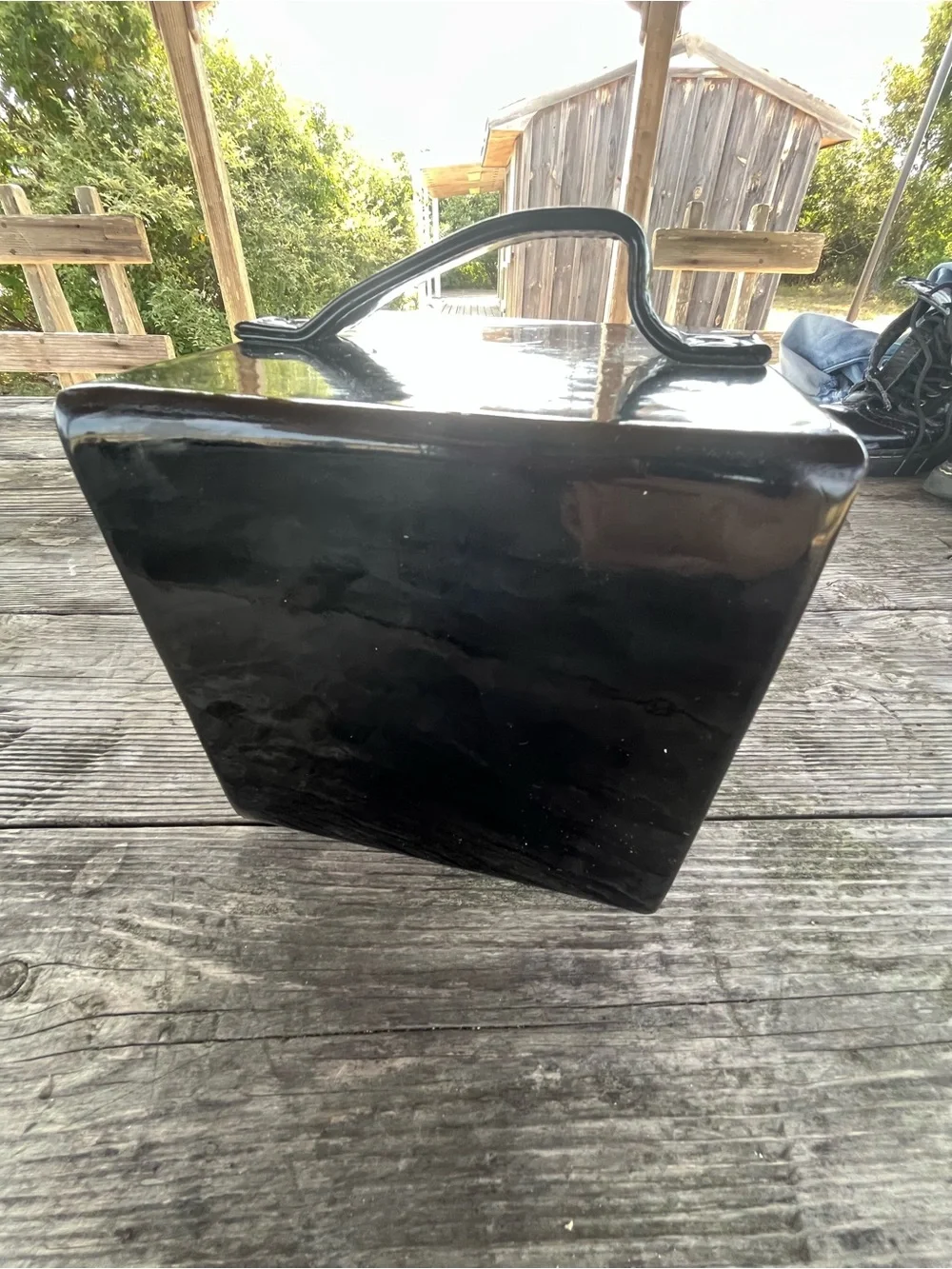 VICTORIA SECRET black patent leather make up box , inside mirror
